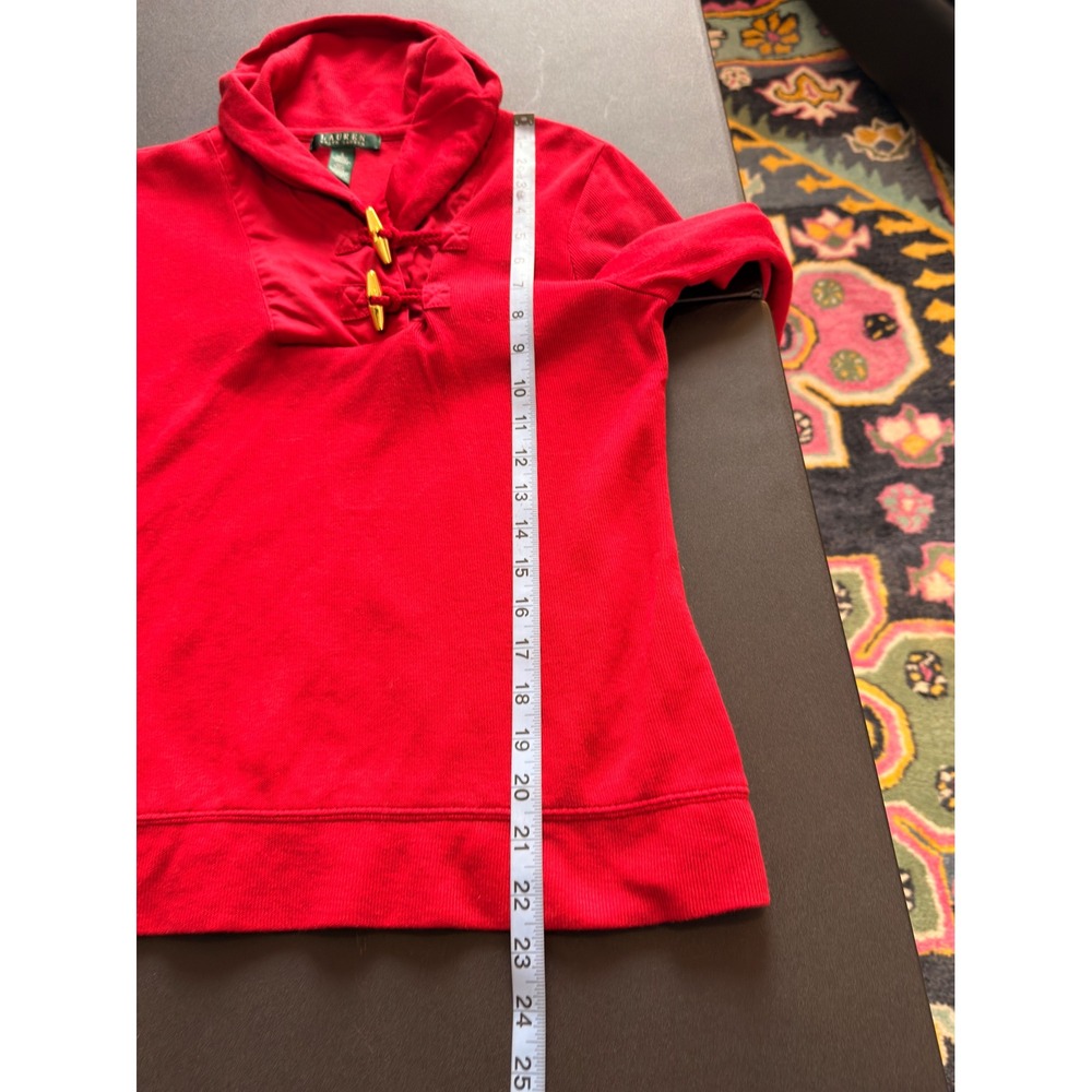Ralph Lauren Toggle Shawl Collar Pullover Sweater Women's Red Cable Knit Small - Picture 13 of 13
